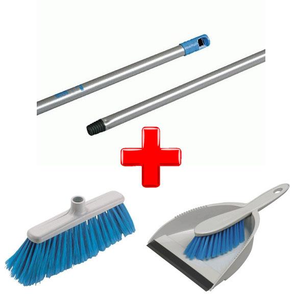 Reinigungssets - Vileda Eco Besen Set + Stick + Kehrschaufel mit Bürste - 