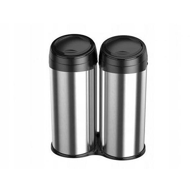 Behälter zur Mülltrennung - Ecolux Soft Touch Abfallbehälter 80l (40 + 40l) Meliconi aus gebürstetem Stahl - 