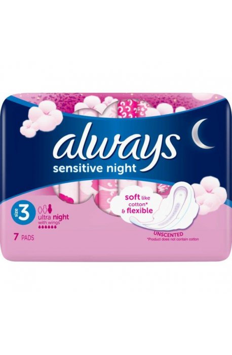 Taschentücher aus Damenbinden - Always Sensitive Night Damenbinden 7er Pink - 